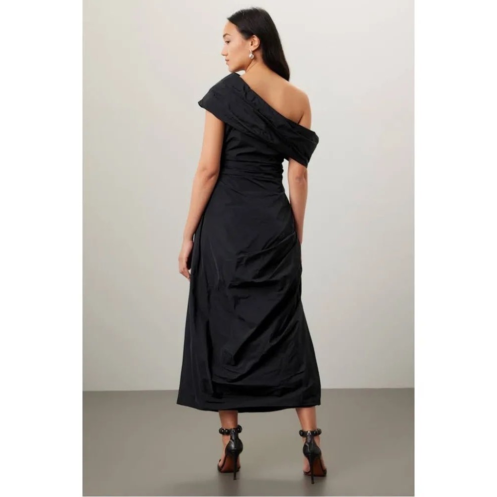 Co‎ Off The Shoulder Pintuck Draped Midi Dress Black Size XS - Picture 4 of 11